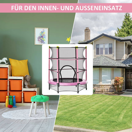 Trainingstrampolin für Kinder mit Sicherheitsnetz, rosa, 45 kg Maximalgewicht