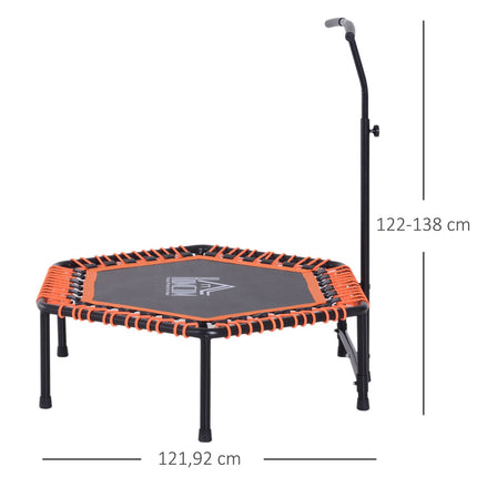 Fitness trampoline for yoga, steel frame, black and orange