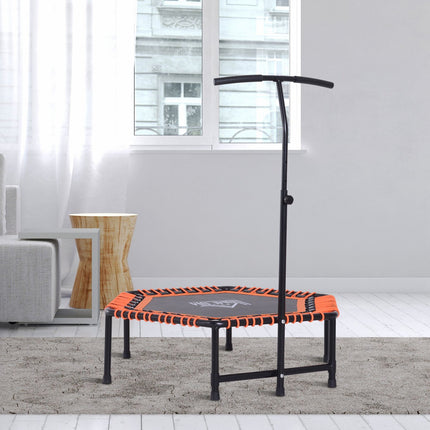 Fitness trampoline for yoga, steel frame, black and orange