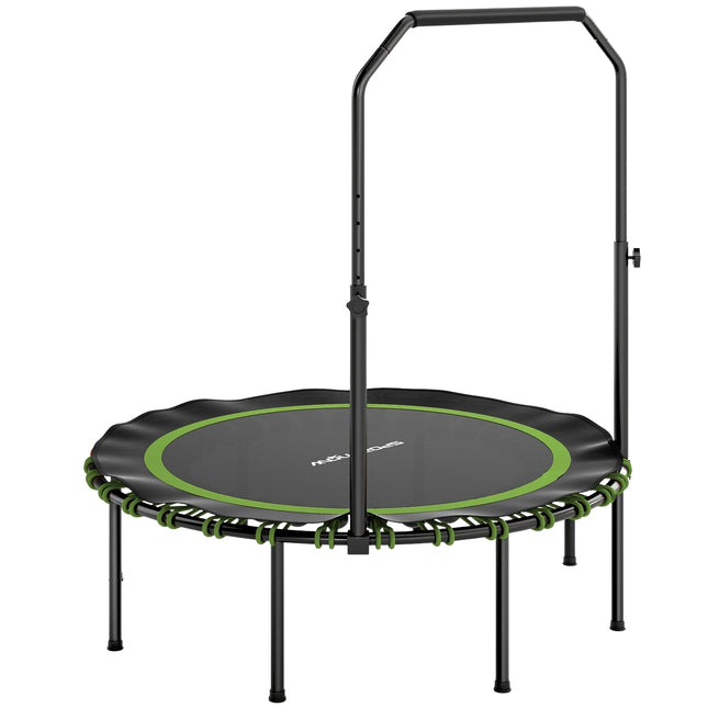 Fitness Trampoline with Adjustable Handle, Indoor/Outdoor, Green