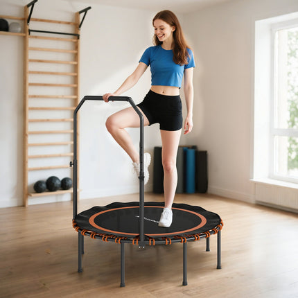 Fitness Trampoline with Adjustable Handle, Indoor/Outdoor, Orange