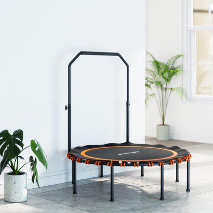 Fitness Trampoline with Adjustable Handle, Indoor/Outdoor, Orange