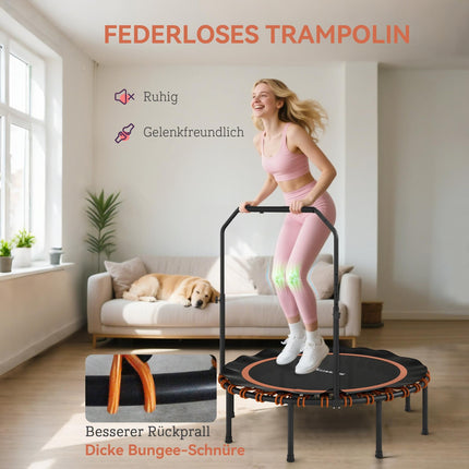 Fitnesstrampoline met verstelbare handgreep, binnen/buiten, staal/kunststof, oranje