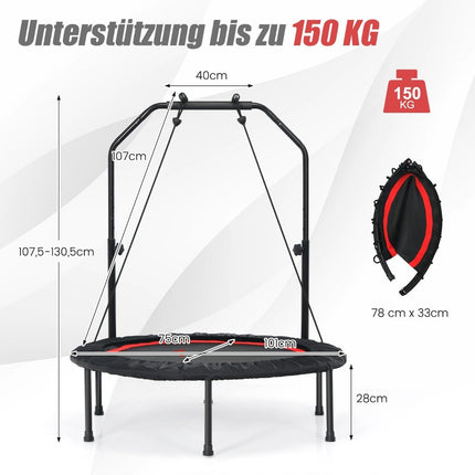 Fitness Trampoline with Adjustable Handle & Resistance Bands