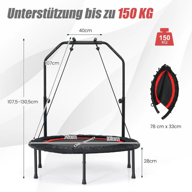 Fitness trampolína s nastavitelným madlem a odporovými gumami