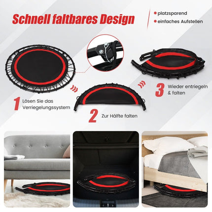 Fitness Trampoline with Adjustable Handle & Resistance Bands