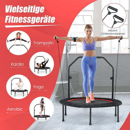 Fitness Trampoline with Adjustable Handle & Resistance Bands