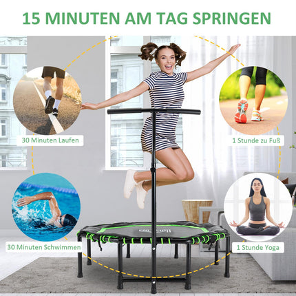 Fitness trampolína s nastavitelným madlem do interiéru i exteriéru