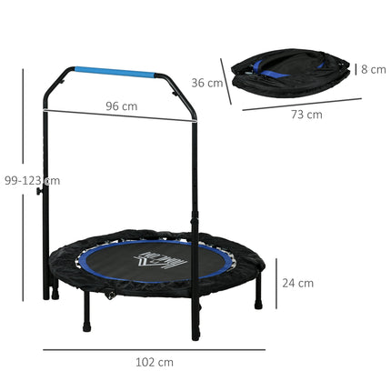 Klappbares Fitness-Trampolin, 100 kg, verstellbarer Griff, LCD