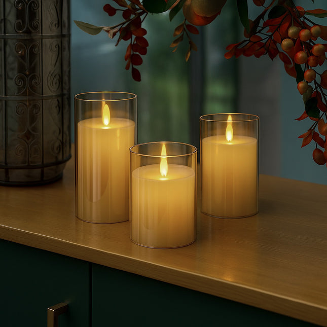 Flammenlose LED-Kerzen im Set mit Fernbedienung