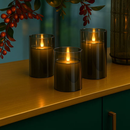 Flammenloses LED-Kerzen-Set mit Fernbedienung, Echtwachs