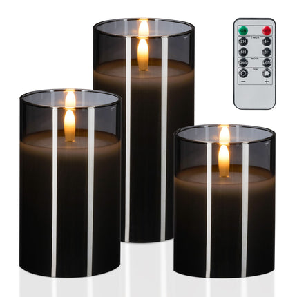 Flammenloses LED-Kerzen-Set mit Fernbedienung, Echtwachs