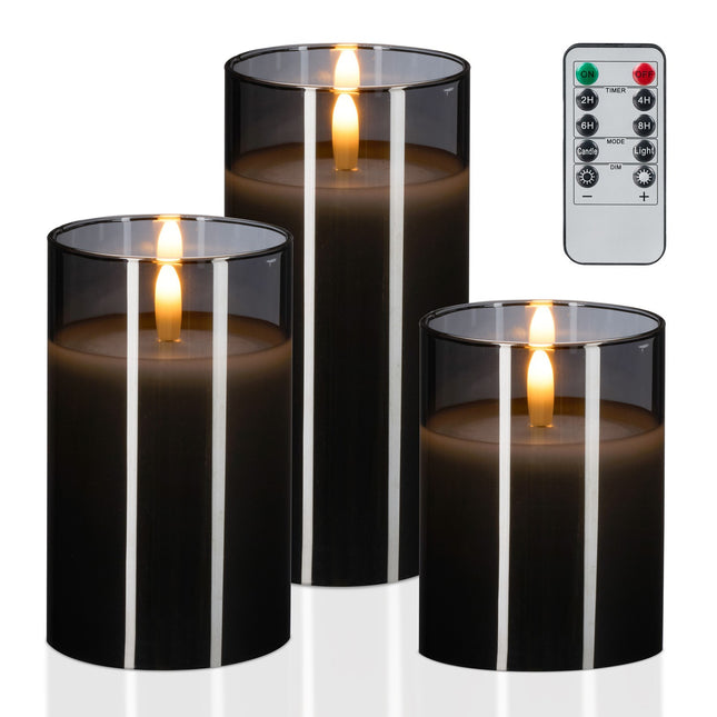 Flammenloses LED-Kerzen-Set mit Fernbedienung, Echtwachs