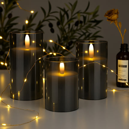 Flammenloses LED-Kerzen-Set mit Fernbedienung, Echtwachs