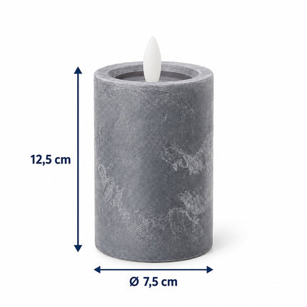 Flameless LED Pillar Candles, Set of 4 with Timer – Concrete Look, Grey