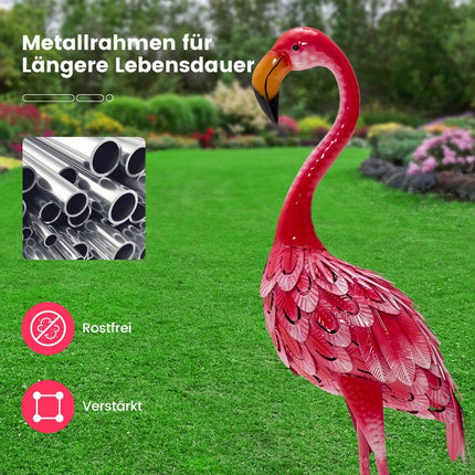 Flamingo Gartenstatuen Set, Metall, 2-teilig, 89 cm