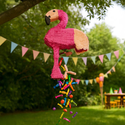 Flamingo Piñata Set with Stick and Mask