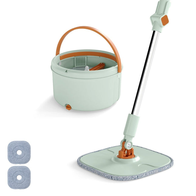 Flat Floor Mop & Bucket System, 4L, 360 Spin, Green