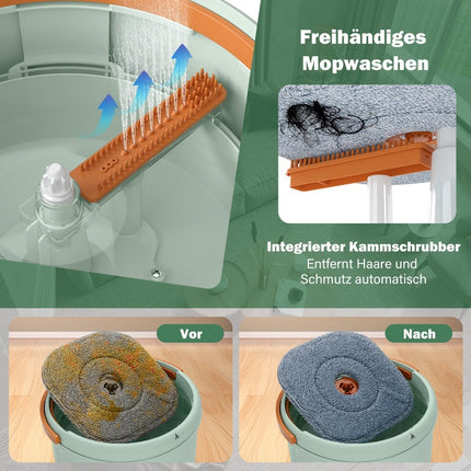 Flachwischer & Eimersystem, 4L, 360° drehbar, Grün