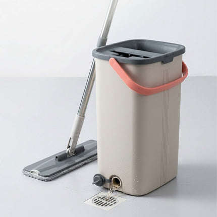 Flat Mop Set with 2-Chamber Bucket, Microfibre Pads