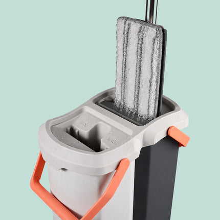 Flat Mop Set with 2-Chamber Bucket and Microfibre Pads