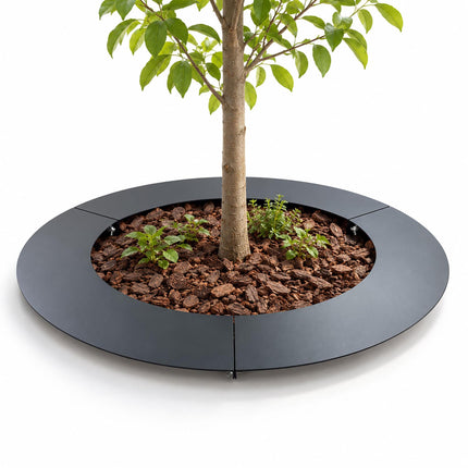 Flat Tree Ring in Galvanised Steel, Mowing Edge for Trees, Anthracite