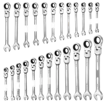 Flex-Head Ratcheting Wrench Set, 24-Piece SAE/Metric