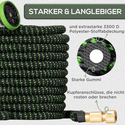 Flexibler Gartenschlauch 22,5 m mit 10-Funktions-Sprühanlage