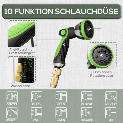 Flexibler Gartenschlauch 22,5 m mit 10-Funktions-Sprühanlage