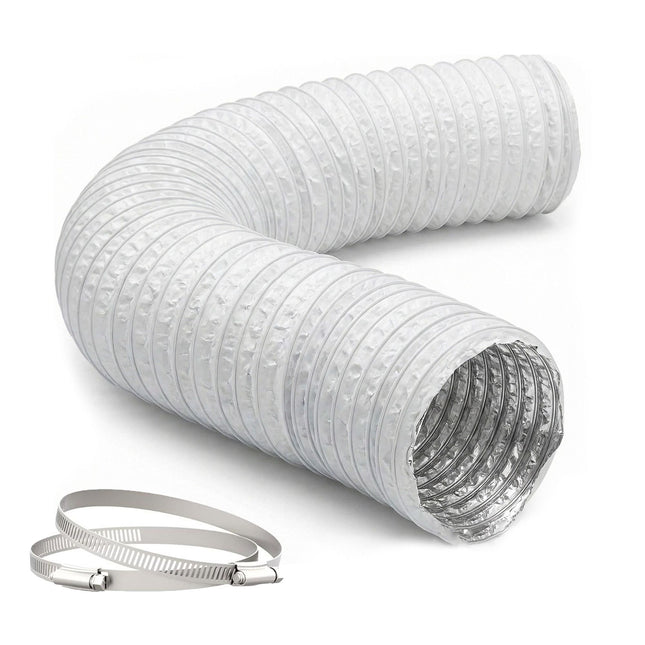 Flexible White Vent Hose, 5m x 100mm, PVC & Aluminium