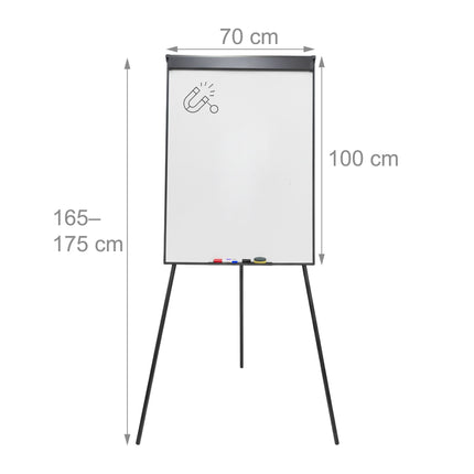 Flipchart Whiteboard 100x70 cm, Magnetic, Adjustable
