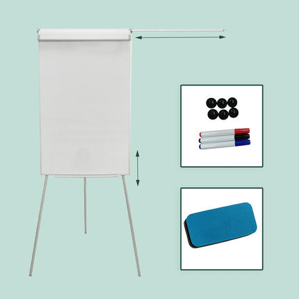 Flipchart Whiteboard 100x70 cm, Magnetic, Adjustable Height