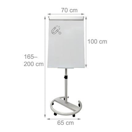Flipchart Whiteboard, 100x70 cm, Mobil mit Seitenarmen