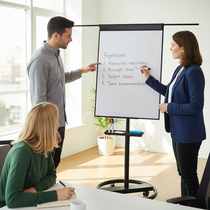 Flipchart-Whiteboard, magnetisch, 100x70 cm, fahrbares Gestell