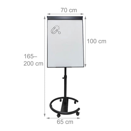 Flipchart-Whiteboard, magnetisch, 100x70 cm, fahrbares Gestell