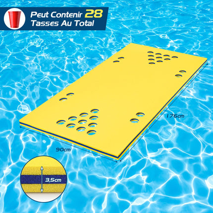 Schwimmender Beer Pong Tisch, 1,68 m XPE-Matte, Gelb