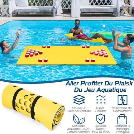 Schwimmender Beer Pong Tisch, 1,68 m XPE-Matte, Gelb