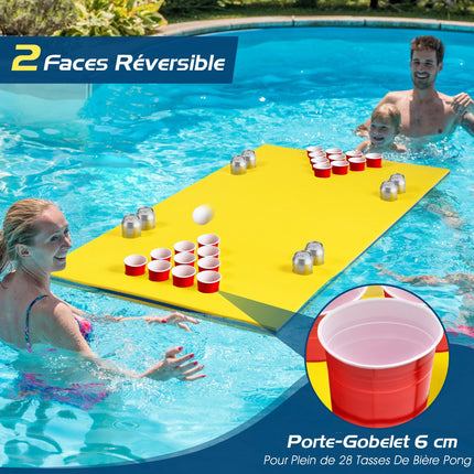 Schwimmender Beer Pong Tisch, 1,68 m XPE-Matte, Gelb