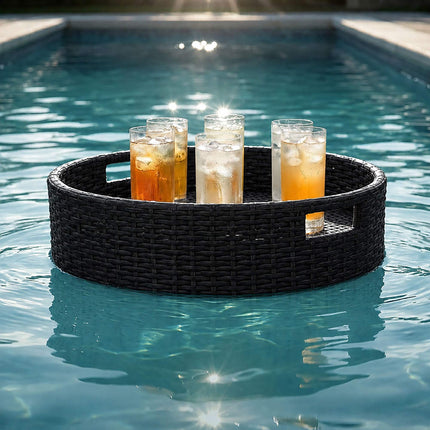 Floating Pool Tray, Black, 80 cm – Weatherproof Rattan
