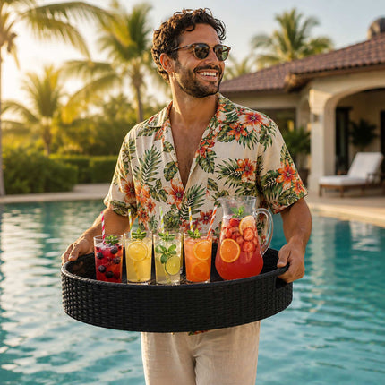 Floating Pool Tray, Black, 80 cm – Weatherproof Rattan