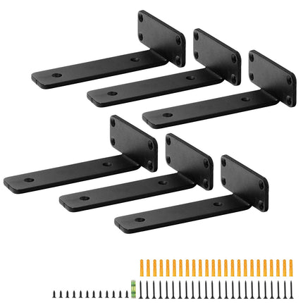 Floating Shelf Brackets, 6-Pack, 160 lb, 8x4 in