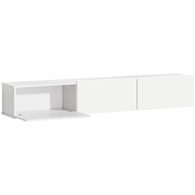 Schwebendes TV-Möbel, Wandmontage, 3 Schubladen, 180 cm, Weiß