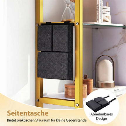 Schwebendes Wandregal mit 6 Etagen, 8 S-Haken, Seitentasche