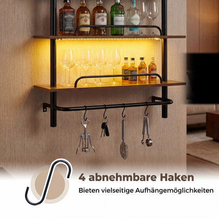Schwebendes Wandregal mit RGB-LED, 3 Etagen, 80,5 x 24 x 97 cm