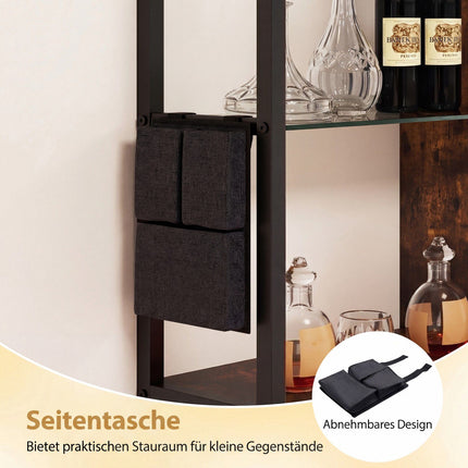 Schwebendes Wandregal mit RGB-LED, 6 Ebenen, 8 Haken, 107x24x96 cm