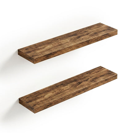 Floating Wall Shelves Set of 2, Wood-Effect Finish