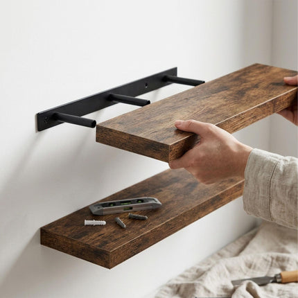 Floating Wall Shelves Set of 2, Wood-Effect Finish