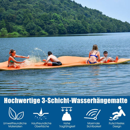 Floating Water Mat 3-Layer Tear-Resistant XPE Foam Mat 355 x 183 x 3.5 cm Orange