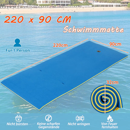 Schwimmende Wassermatratze, 220x90 cm, Strapazierfähiger XPE-Schaum