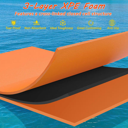 Schwimmende Wasserliegematte, 3-lagiger XPE-Schaum, 210 x 66 cm, Orange